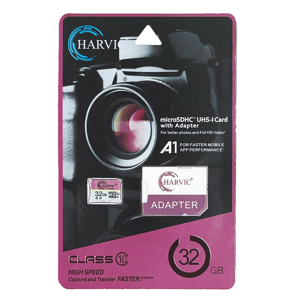 Memoria Micro SDHC Harvic 32GB | Clase 10 UHS-I | Incluye Adaptador | Rendimiento A1 para Apps