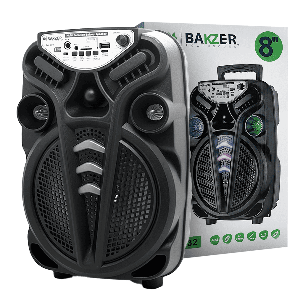 Corneta Inalámbrica BK-832 | 8 Pulgadas | Sonido Potente | Bluetooth, USB y Luces LED