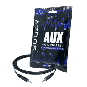 Cable de Audio Auxiliar Aedos 1.5m | Conector 3.5mm Universal | Hilo de Cobre Puro | Modelo AUX-1.5M
