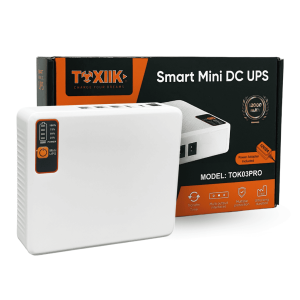 Mini UPS Toxiik TOK03PRO | 12.000 mAh / 18W | Respaldo para Módem y Router | Salidas DC 5V, 9V, 12V y USB | Protección contra Bajones