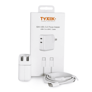 Cargador Toxiik TOK-513 Doble Puerto USB-C 50W + Cable Tipo-C a Tipo-C
