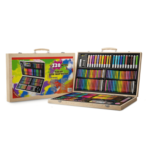Set de Arte Infantil Premium 220 Piezas KBX-220 - Maletín de Madera