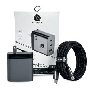 Cargador Hi-Treek HT-128 GaN 65W (Triple Puerto USB-C + USB-A)
