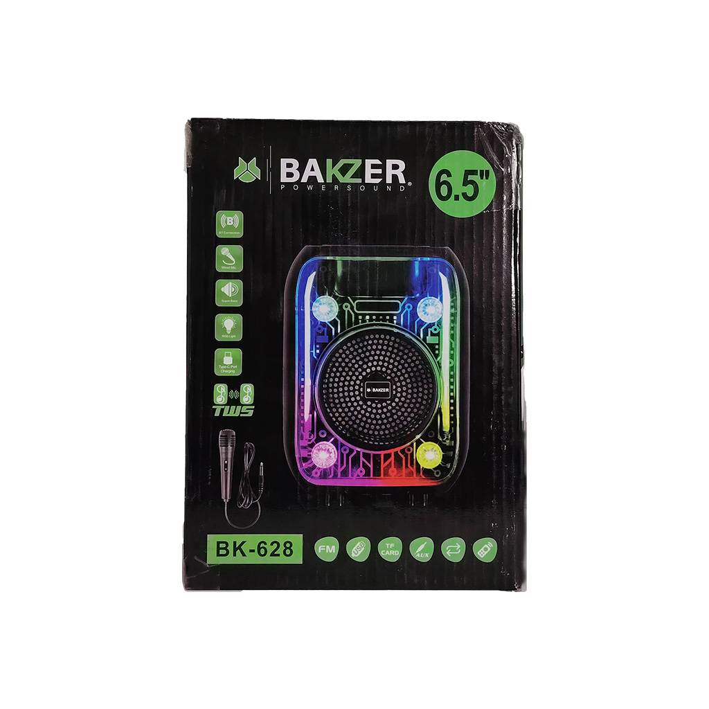 Corneta Bluetooth Bakzer Bk-628 6.5 Pulgadas Karaoke Rgb