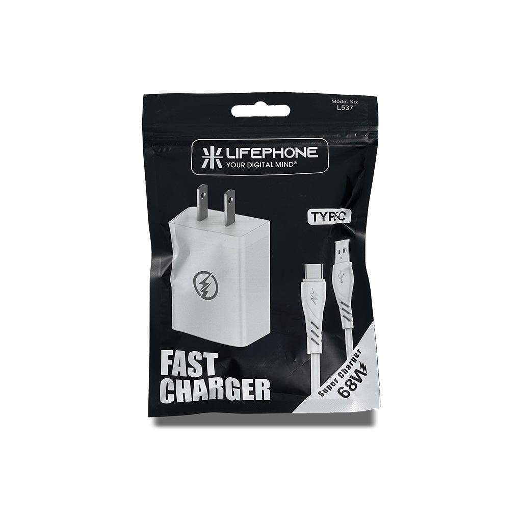 Cargador Ultra Rápido LifePhone L537 68W USB-A a Tipo-C
