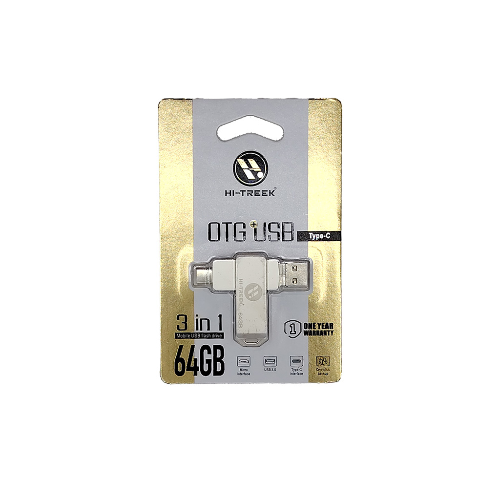 Adaptador OTG Hi-Treek 3 en 1 Tipo C a USB + Auxiliar 3.5mm + Carga