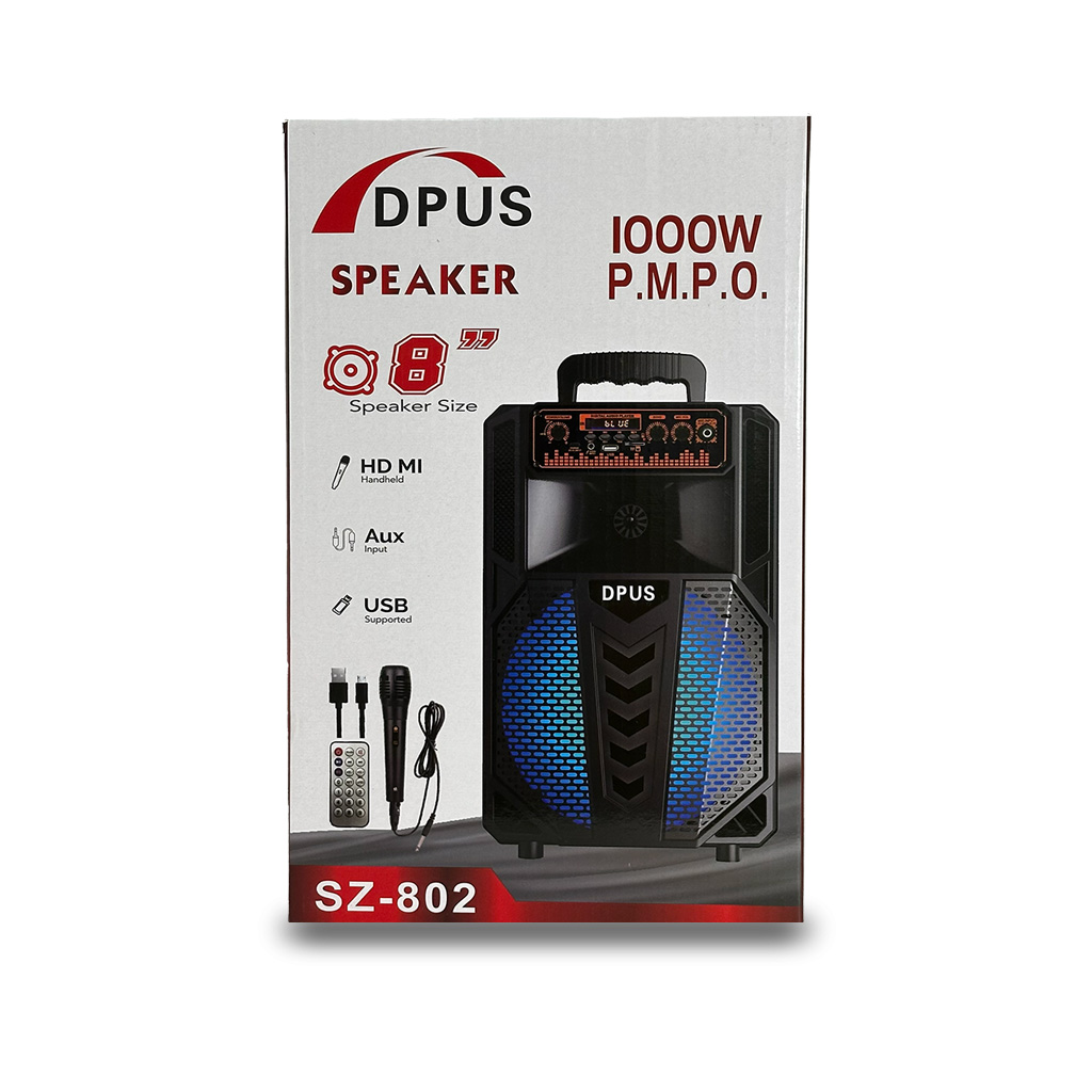 Corneta Bluetooth Dpus Sz-802 8 Pulgadas 1000w Karaoke Led