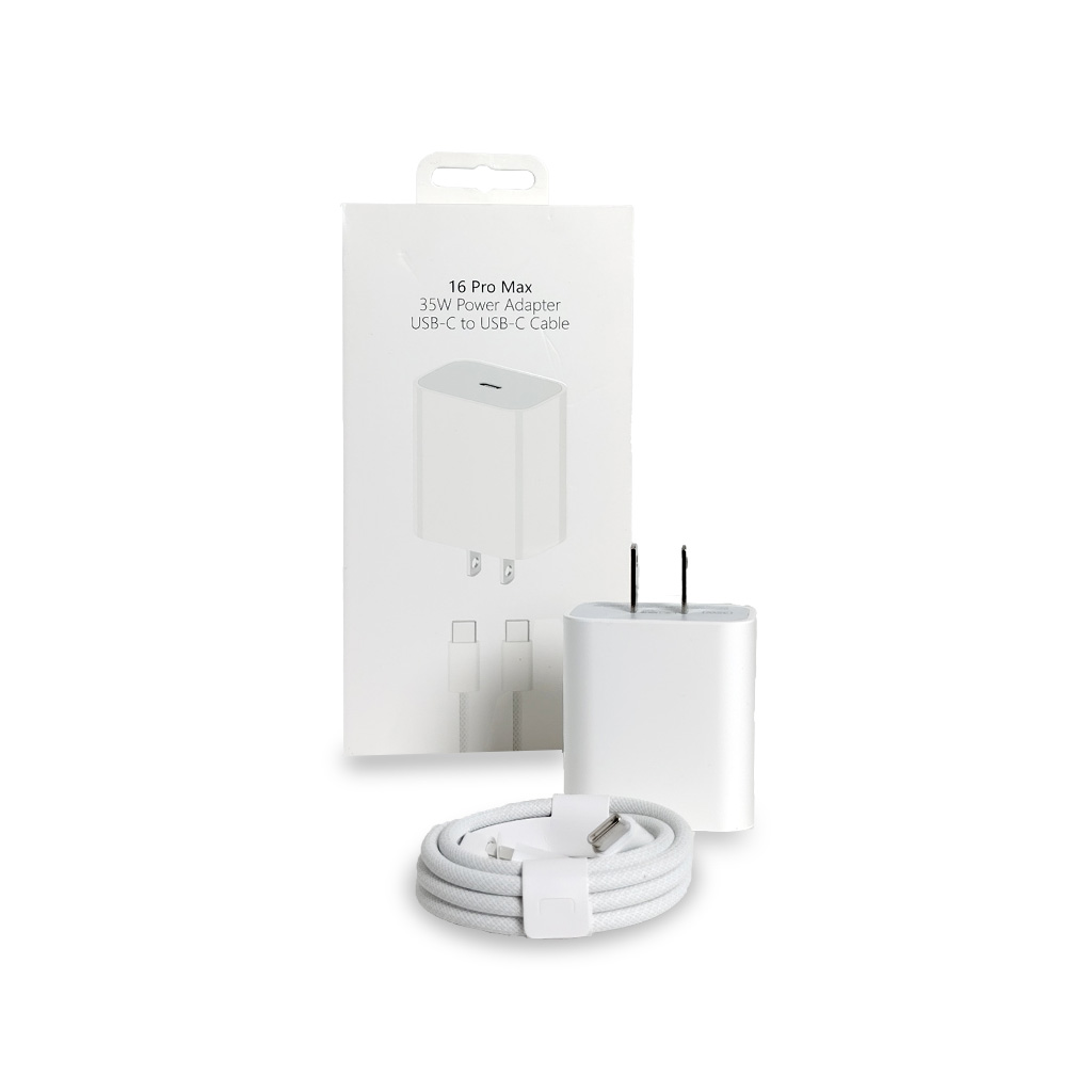 Cargador Apple para iPhone 16 Pro Max | 35W Power Adapter | USB-C a USB-C