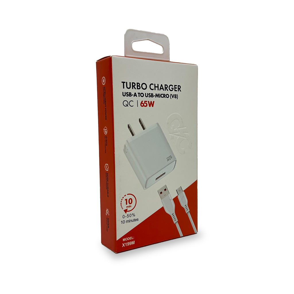 Cargador de Pared Xiaomi 65W Turbo Charger | Modelo X199M | Salida USB-A a USB-Micro (V8)
