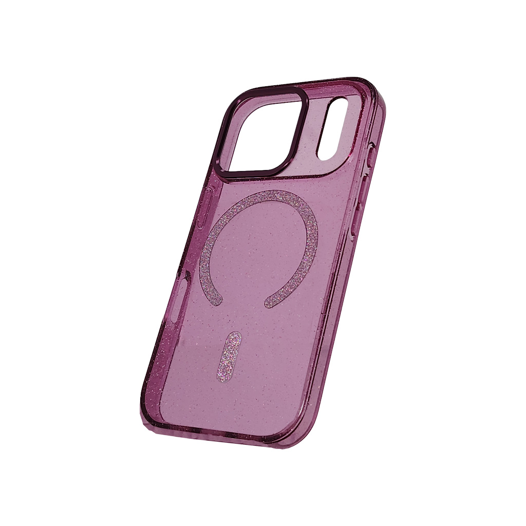 Forro iPhone 17 Pro Magenta Escarchado Magsafe Glitter