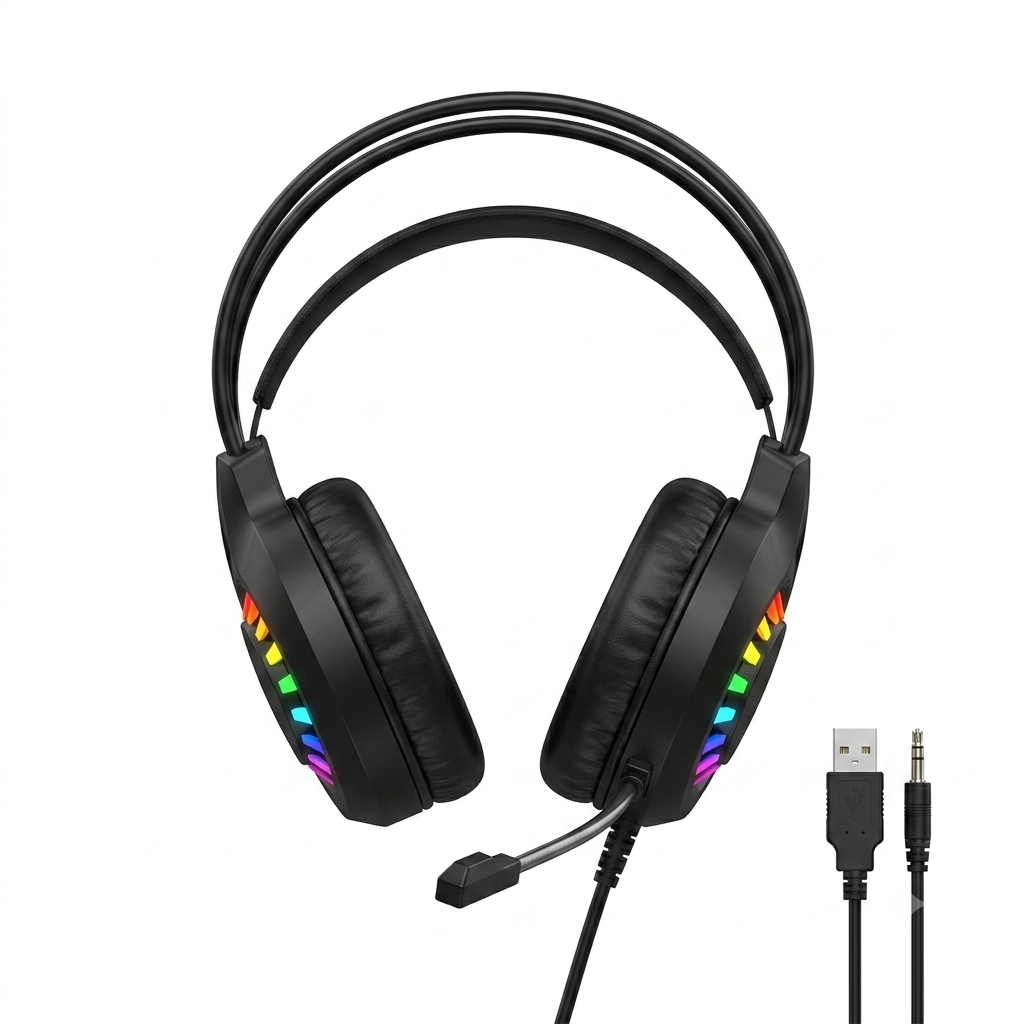 Audífonos Gaming MISDE V7 | Iluminación LED RGB, Micrófono Flexible, Diadema