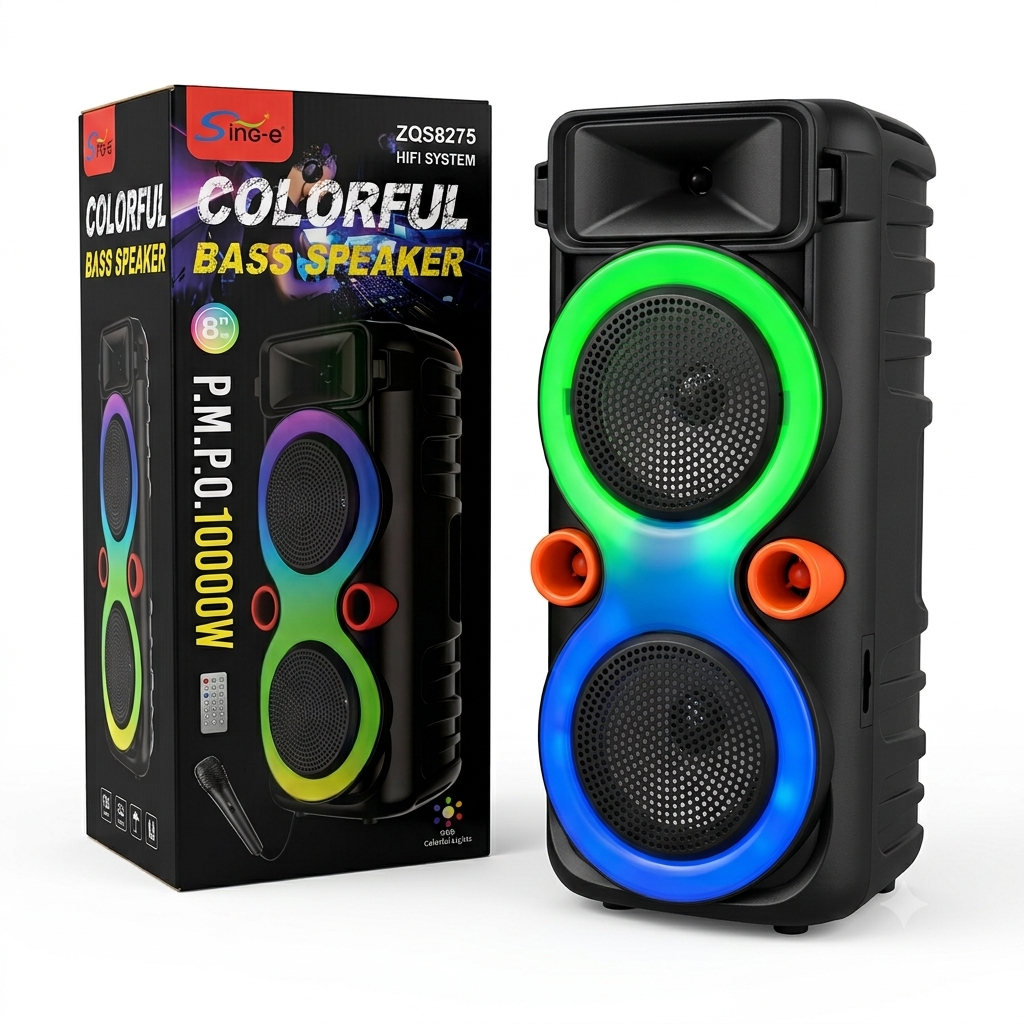 Corneta Inalámbrica Sing-E ZQS8275 Doble Woofer 8" (2x8") | Potencia Real 15W RMS - Imagen 2