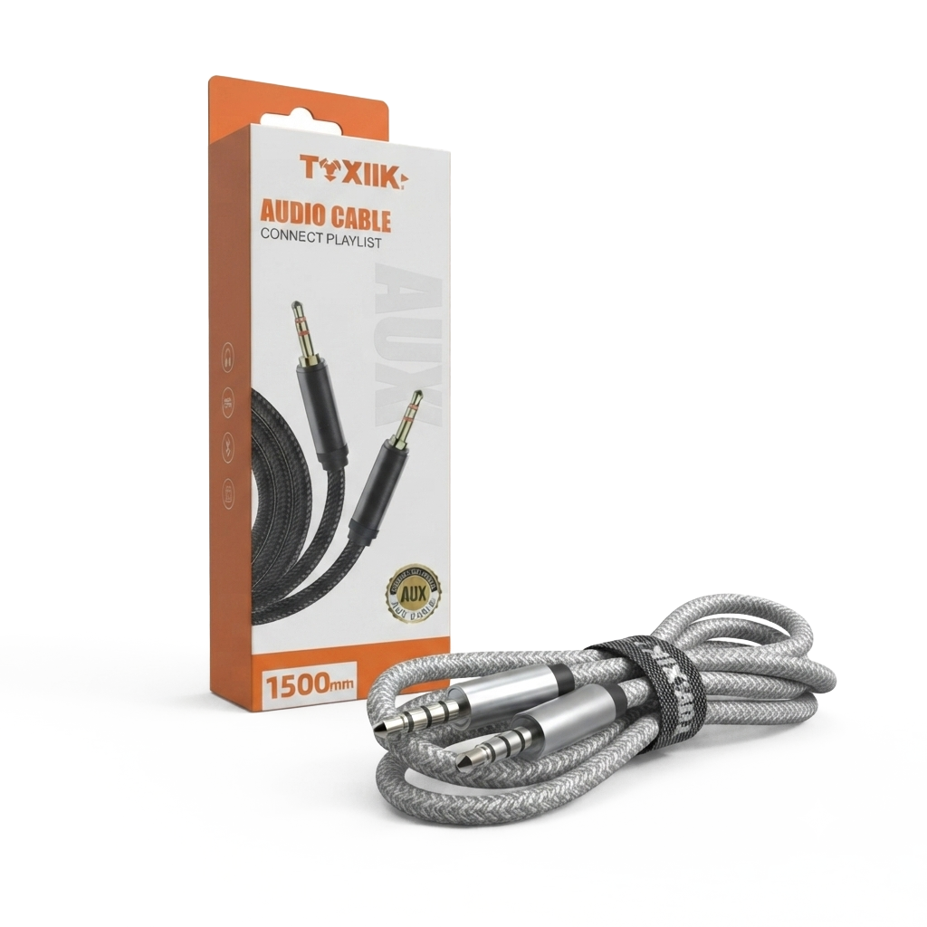 Cable de Audio Toxiik (TOK AUX01) | Plug Jack 3.5mm a Jack 3.5mm | 1.5 M