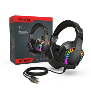 Audífonos Gamer Misde A66 Led Rgb Diadema Con Micrófono