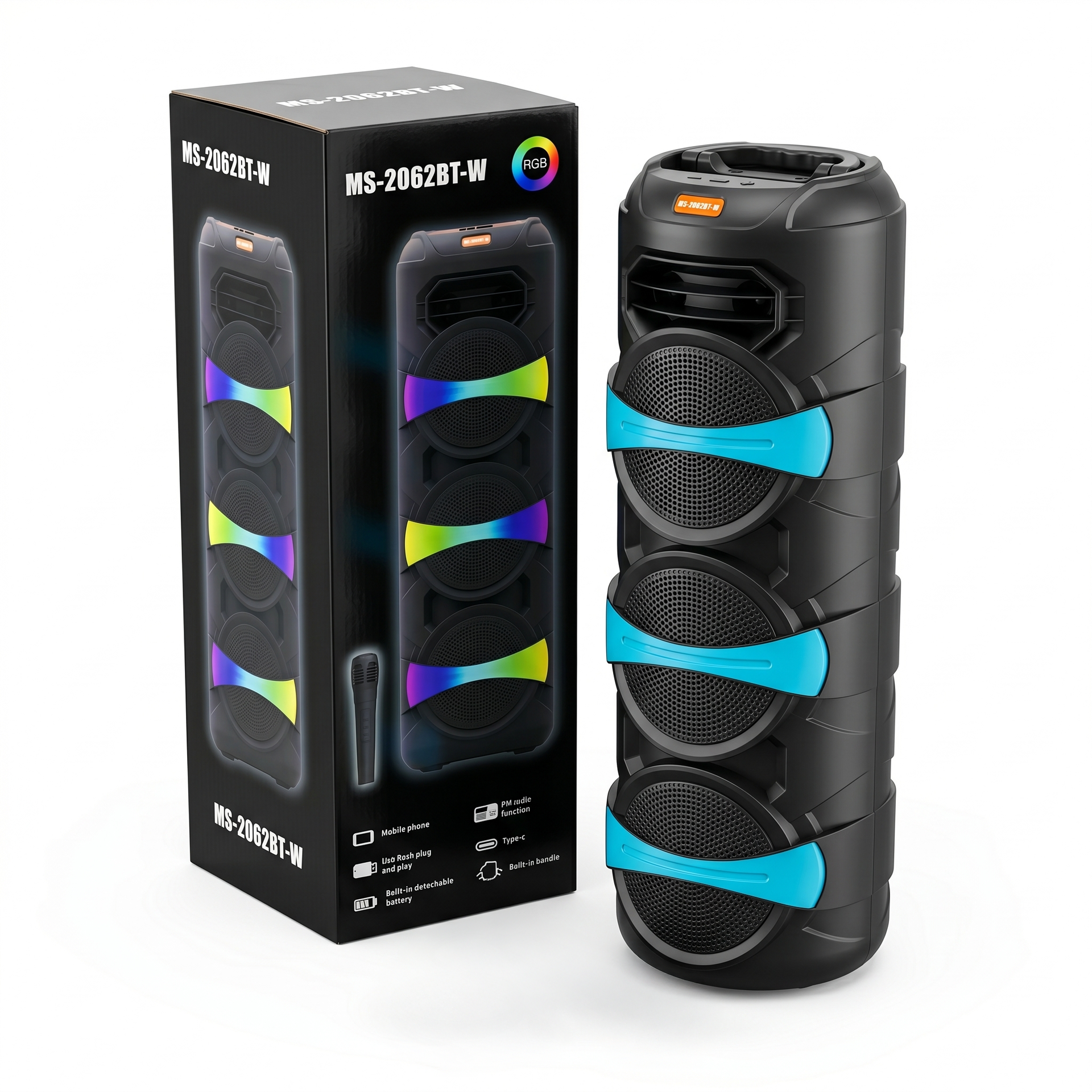 Corneta Inalámbrica Portátil | Triple Woofers de 8", Potencia 12W - Imagen 2