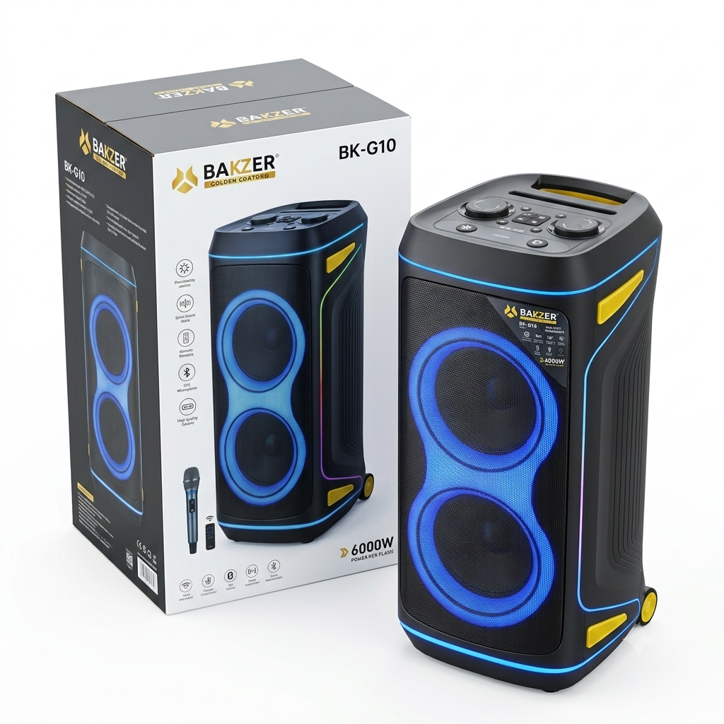 Corneta Inalámbrica Bakzer Golden Edition BK-G10 | 2 Woofers de 10" + 2 Tweeters, 6000W - Imagen 2